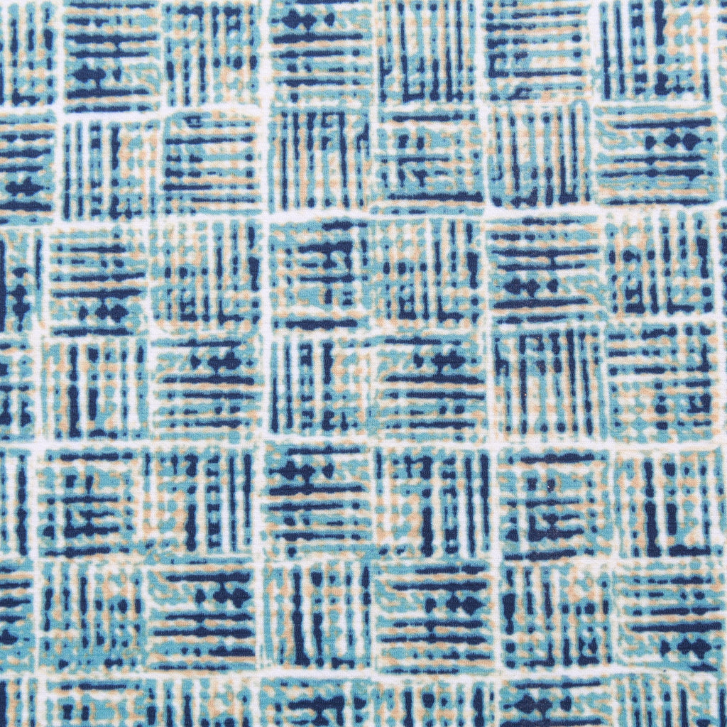 Cubed Blue Print, Polyester Fabric, 60"