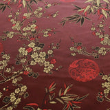 Chinese Brocade With Silk Satin Cherry Blossom Tropical Embroidery Brown