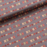 Circus Buntings Quilting Cotton, Grey, Circus Collection, FF296.3, Premium Cotton