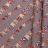 Circus Buntings Quilting Cotton, Grey, Circus Collection, FF296.3, Premium Cotton