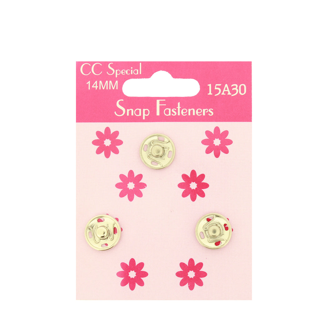 14mm Snap Fasteners, Pack of 3, Silver Metal Finish