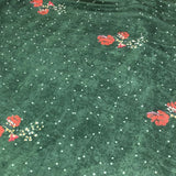 3 Metres Printed Spandex Velvet- Bottle Green Floral 55"