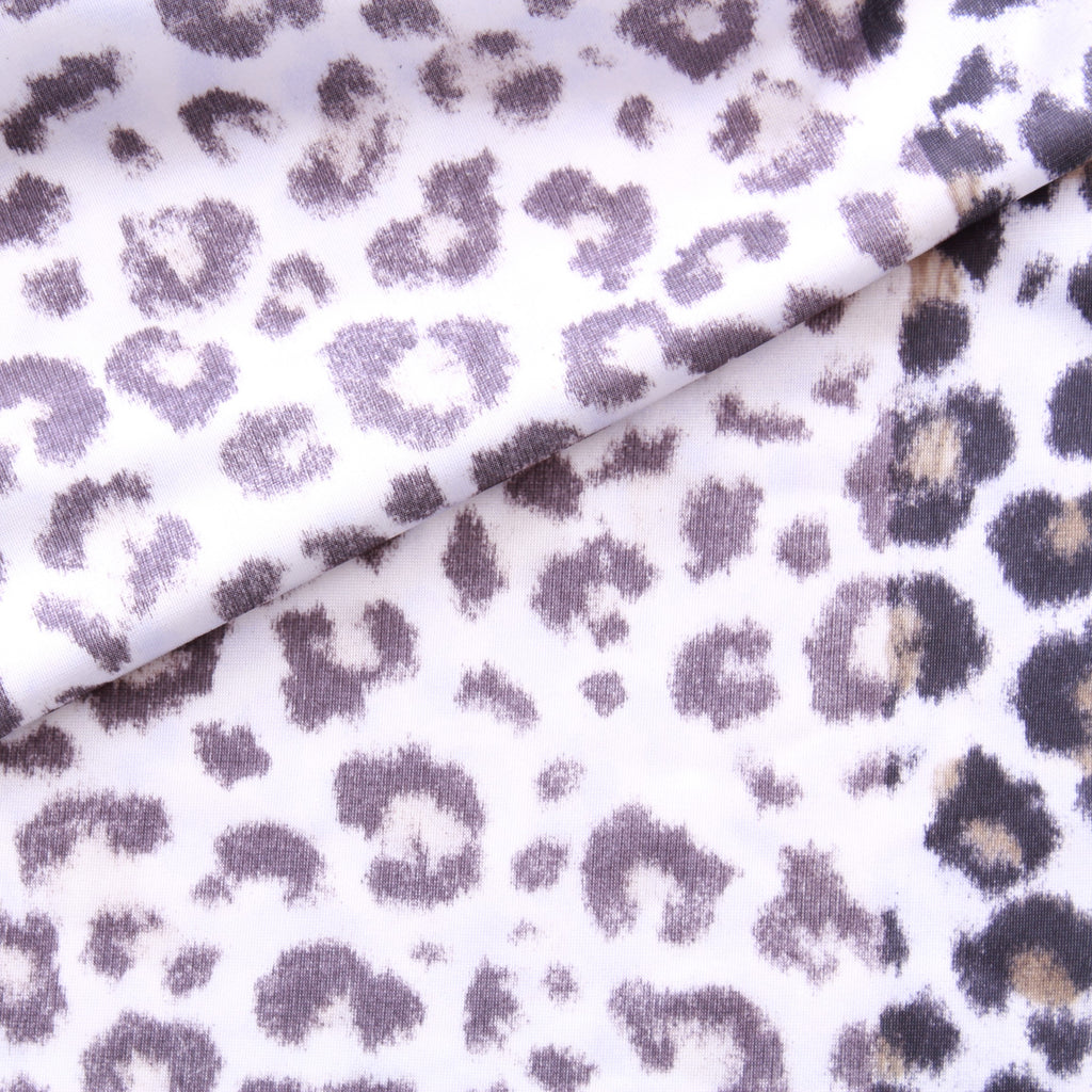 White Cheetah Print, Polyester Fabric, 60"