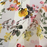 Roses Yellow Floral Printed Satin Stripe
