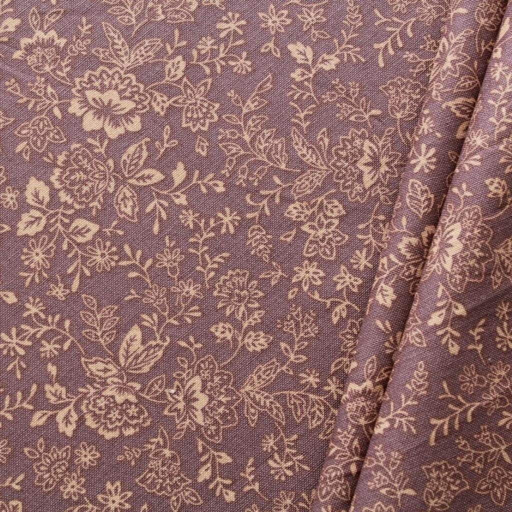 Purple Floral Leaves/Vines Print Pastels, 100% Premium Quilting Cotton Fabric, 44" Wide (111cm), 140GSM