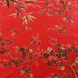 Chinese Brocade With Silk Satin Cherry Blossom Tropical Embroidery