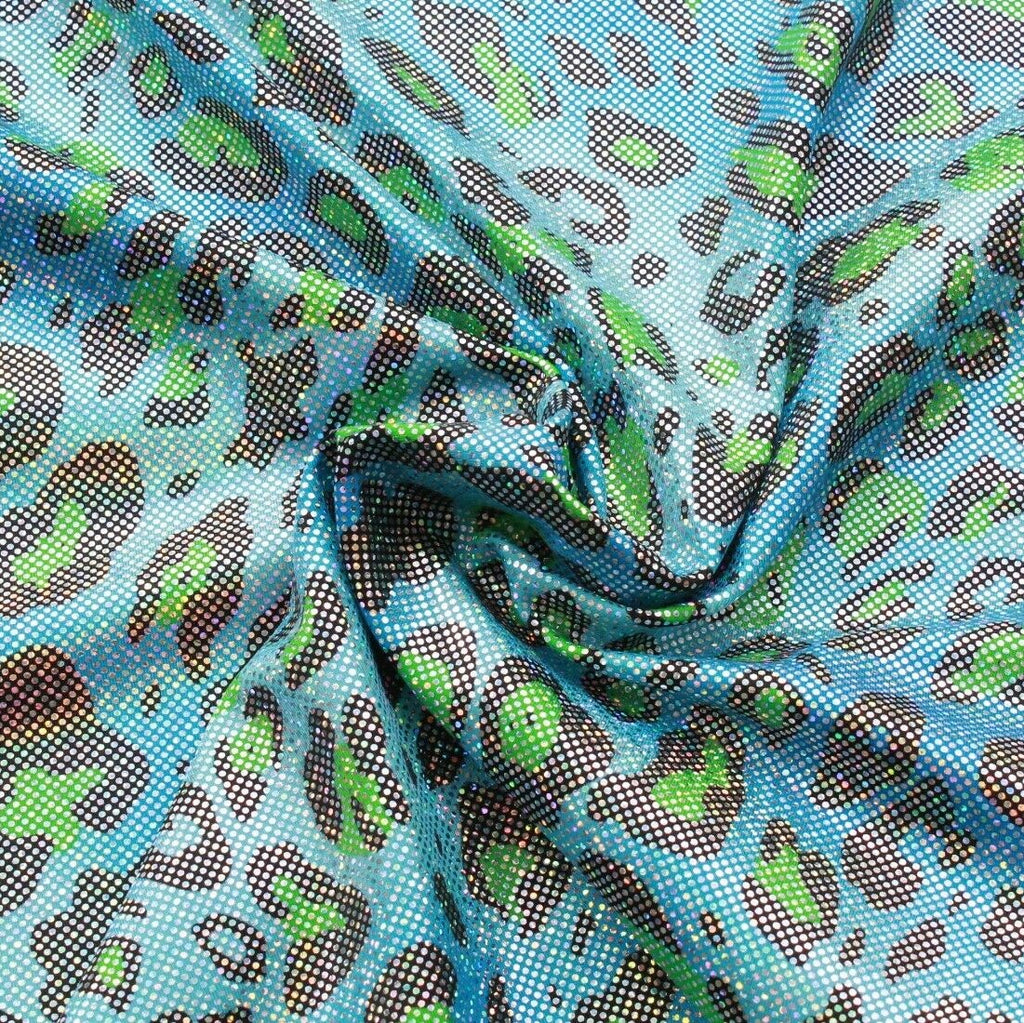 Sequin Print Lycra Blue Cheetah Print