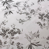 Chinese Brocade With Silk Satin Cherry Blossom Tropical Embroidery Silver