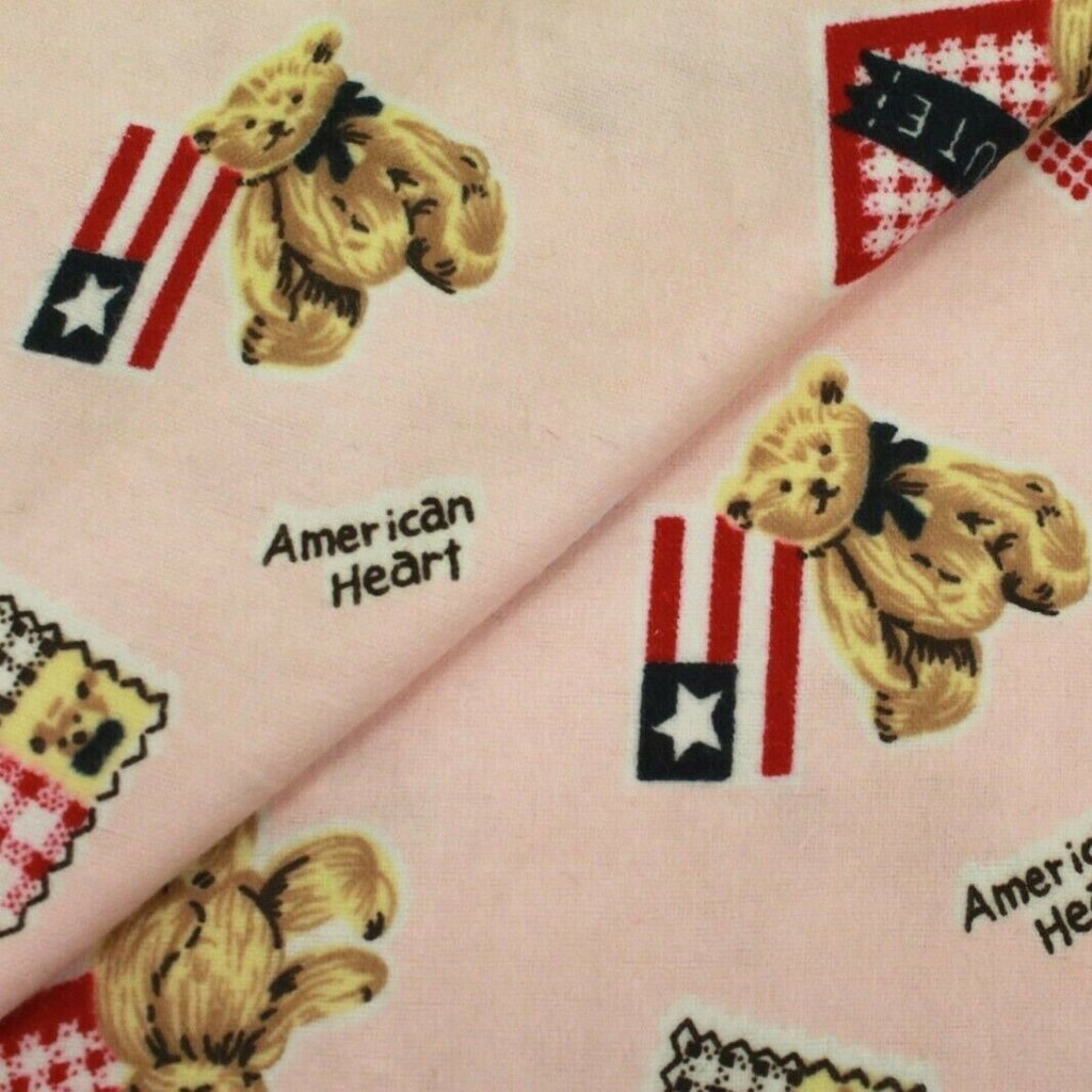 Patriotic Bears, Soft Print Brushed 100% Cotton, Approx. 42" (108cm) Wide