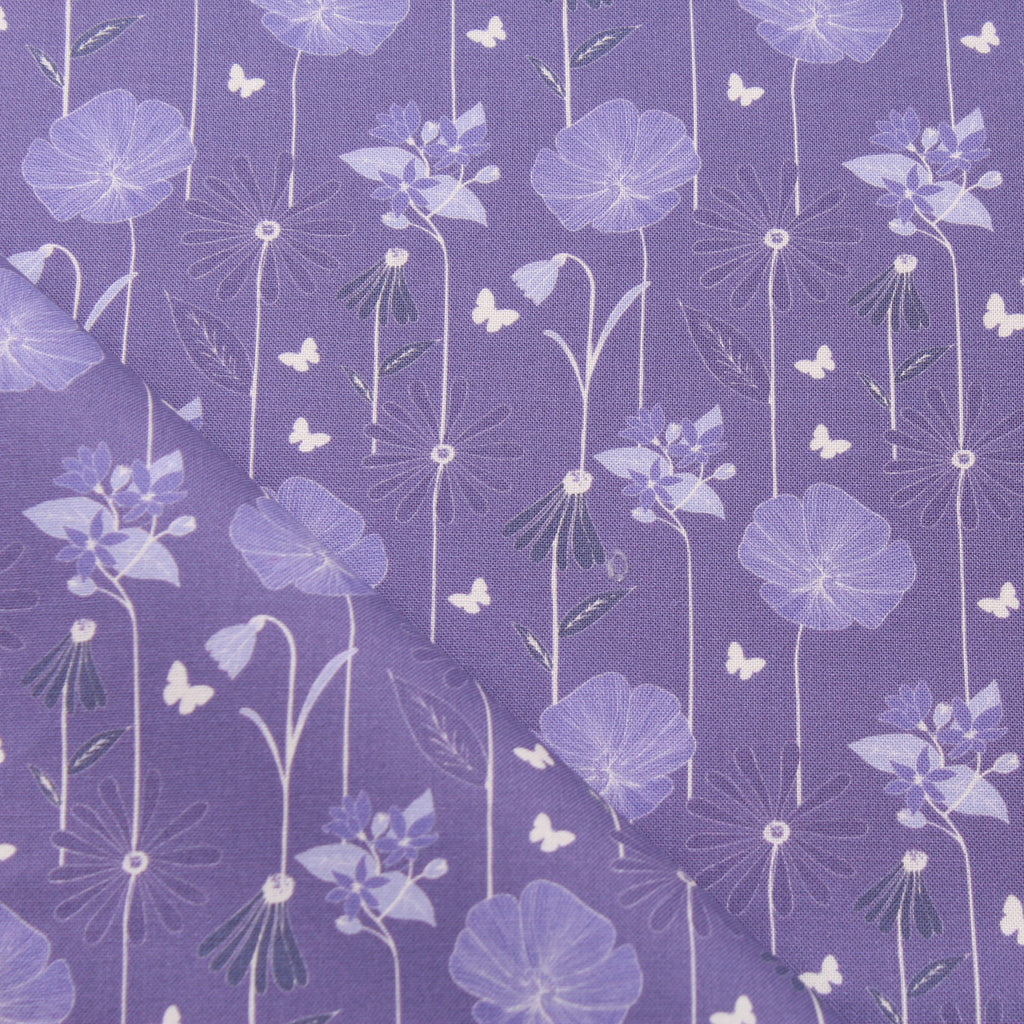 TFG Purple Quilting Cotton, Large Floral, Springtime Floral Collection FF399.1